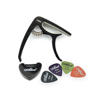 Capotraste Para Guitarra+ Soporte Adhesivo + Uñetas