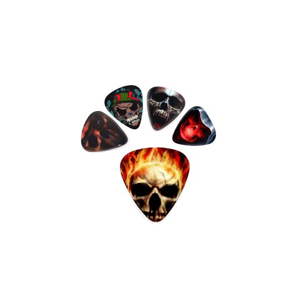 Correa De Guitarra Y Bajo + 6 Uñetas De Calaveras