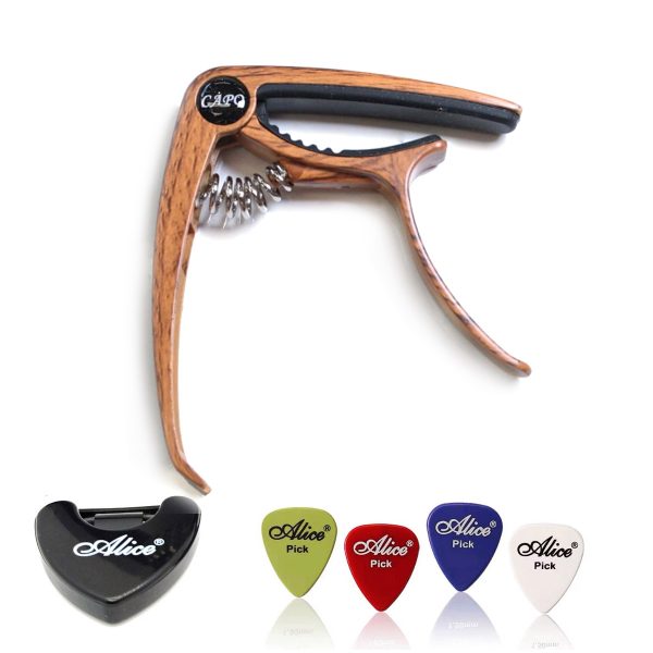 Capotraste De Aluminio Para Guitarra (madera) Soporte+uñeta