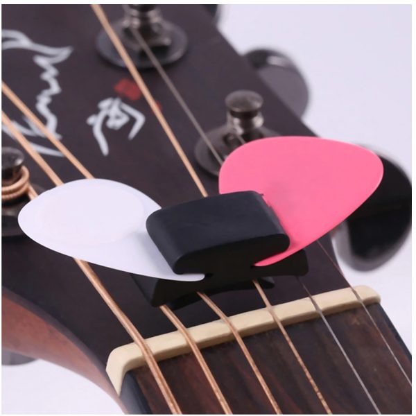 2 Uñetas + Soporte De Goma Para Guitarra